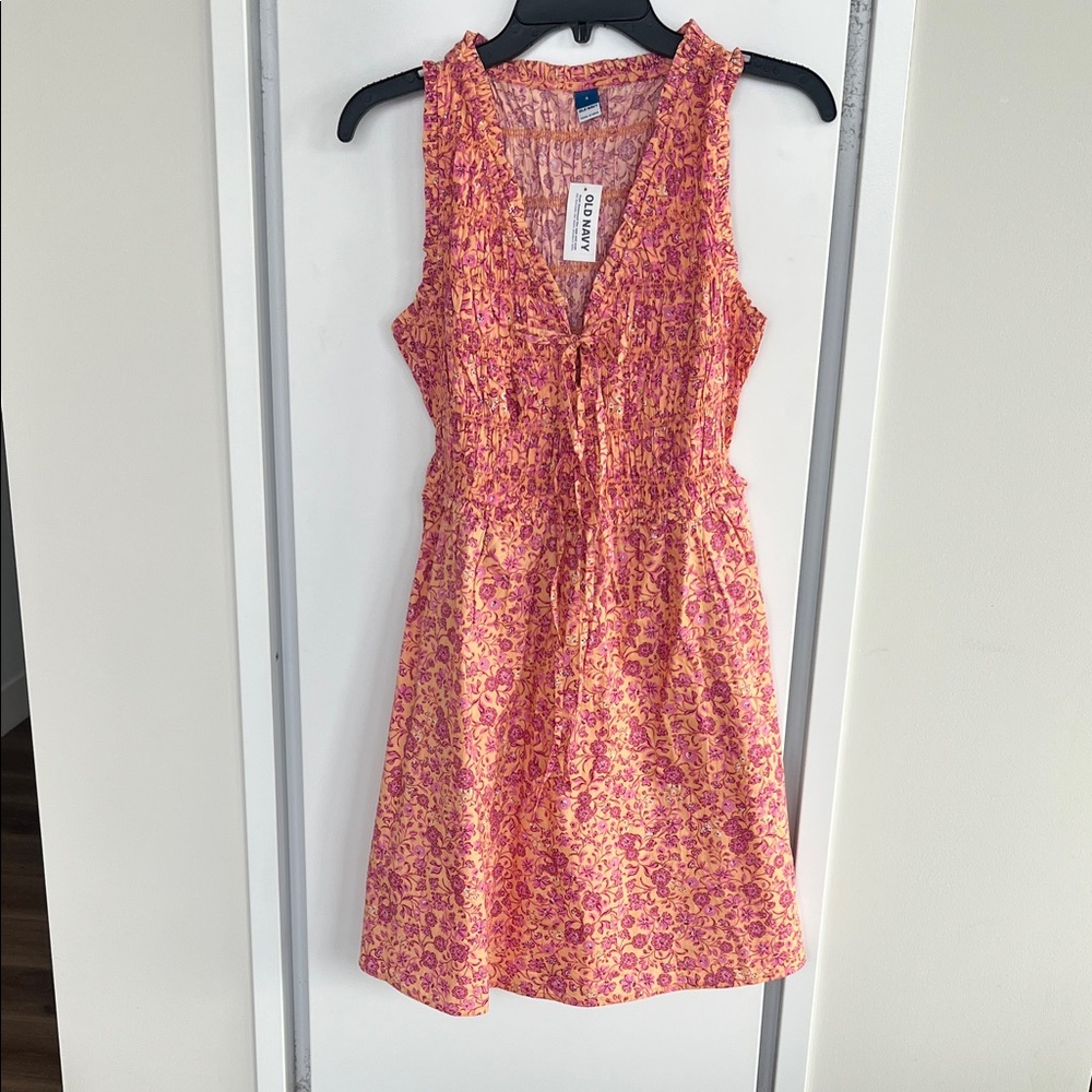 Old Navy Pink and Orange Floral Dress - 100% Cotton Never Worn